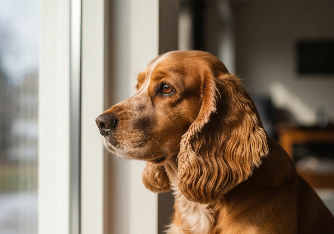 English Cocker Spaniel adapting to life with vision loss