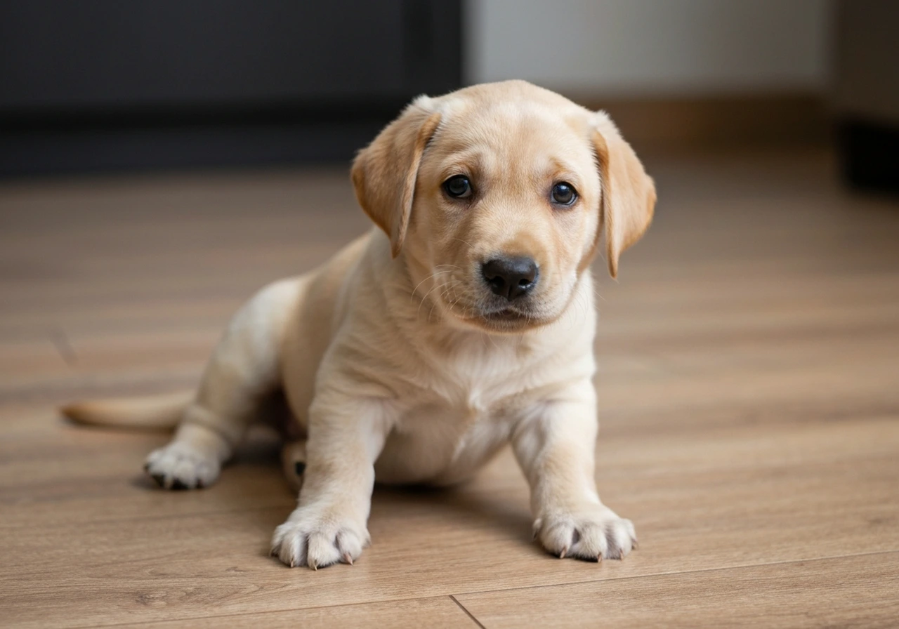 Labrador Retriever at veterinary ophthalmology consultation
