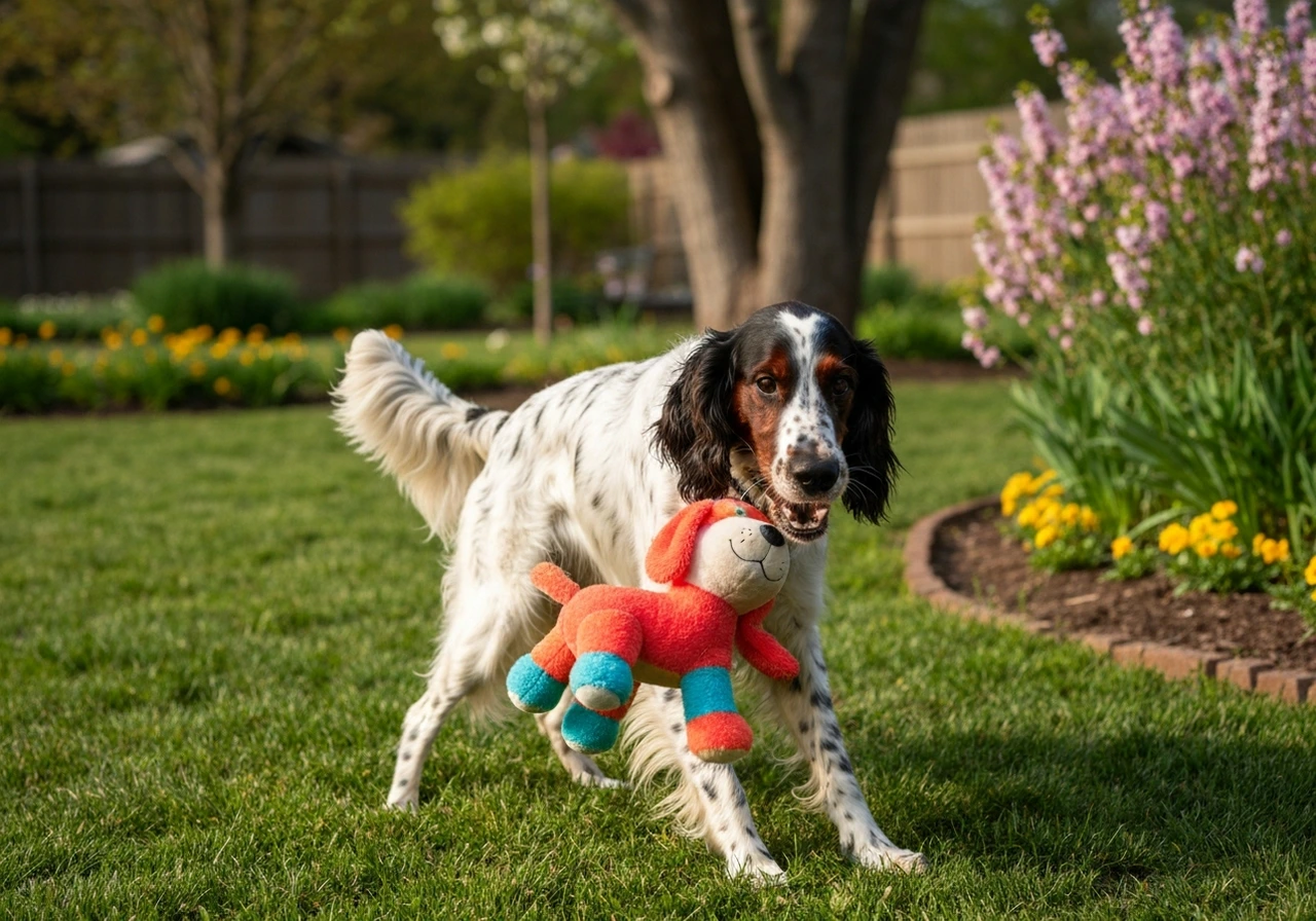 Healthy adult Irish Setter undergoing eye examination