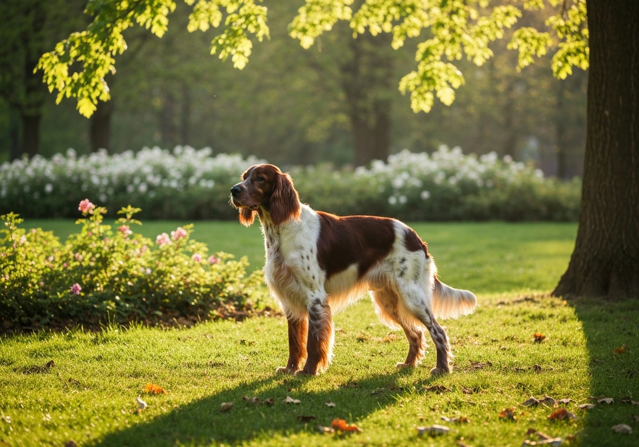 Setter Irlandais adult standing proud